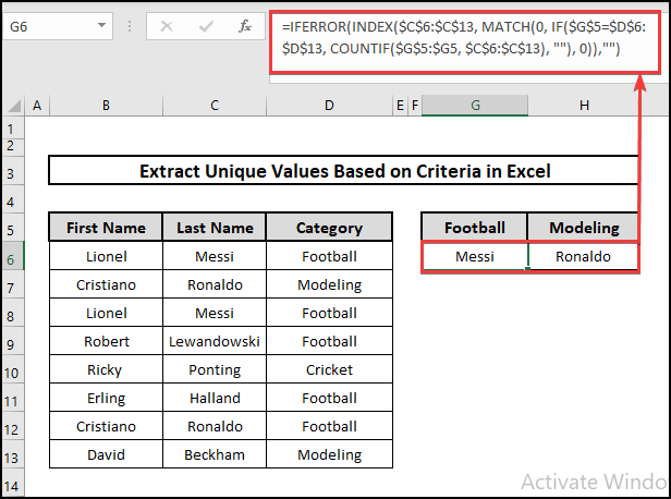 extract unique values based on criteria in excel.