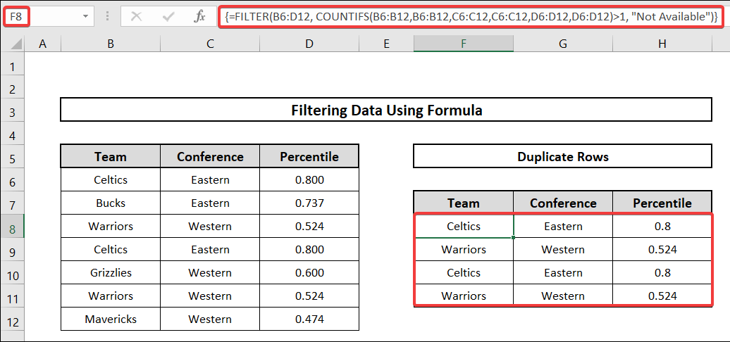how to filter duplicate rows in excel