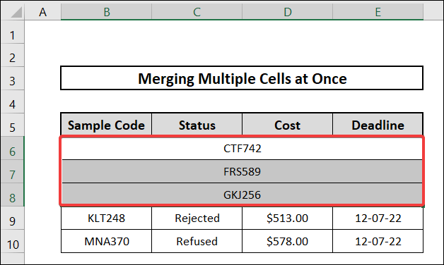 how to merge multiple cells at once utilizing merge across in excel