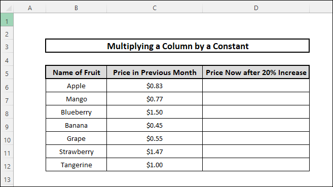 how to multiply a column in excel by a constant sample datasheet
