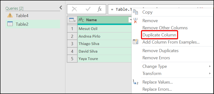 duplicate column to sort by last name in excel