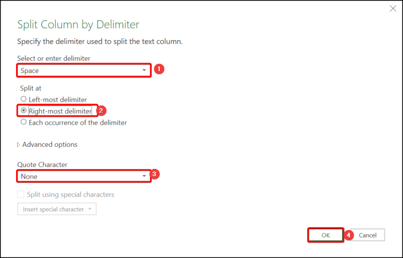 Set delimiter to sort by last name in excel