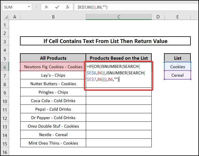 if cell contains text from list then return value IF isnumber OR