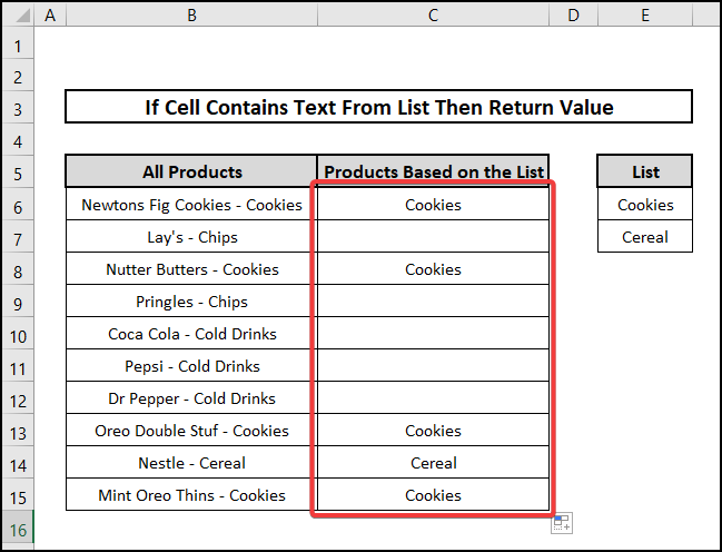 if cell contains text from list then return value countif textjoin