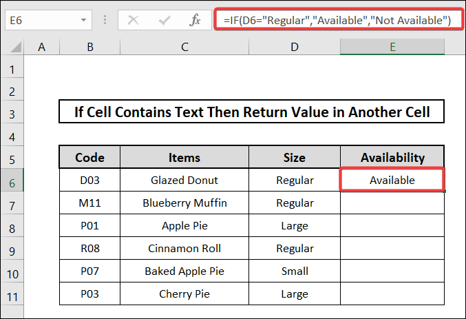 if cell contains text then return value in another cell using if function