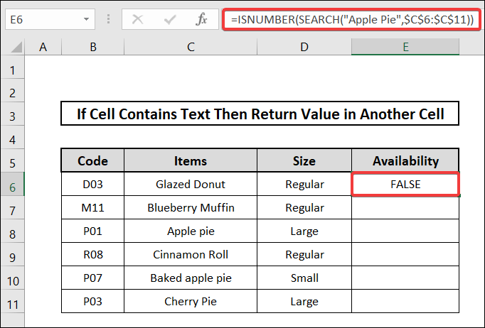 if cell contains text then return value in another cell utilizing ISNUMBER and SEARCH functions