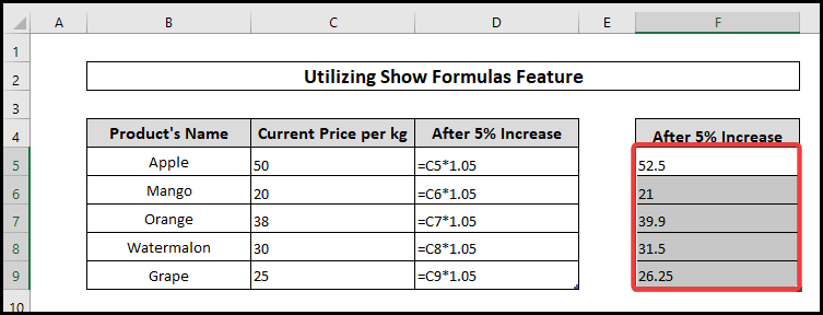 Utilizing Show Formula Feature to copy a formula in excel with changing cell references 