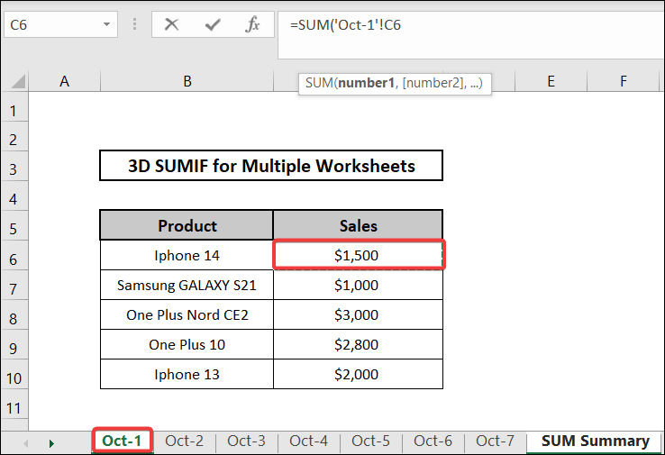 Applying SUM function for 3D SUMIF in multiple worksheet