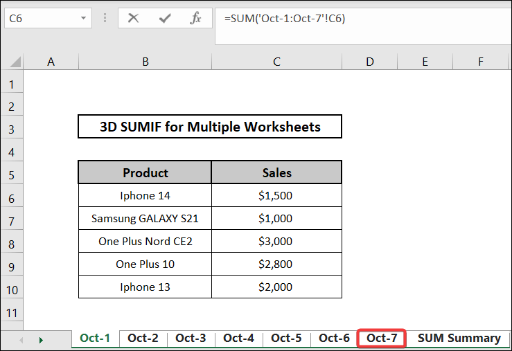 Utilizing SUM function for 3D SUMIF in multiple worksheet