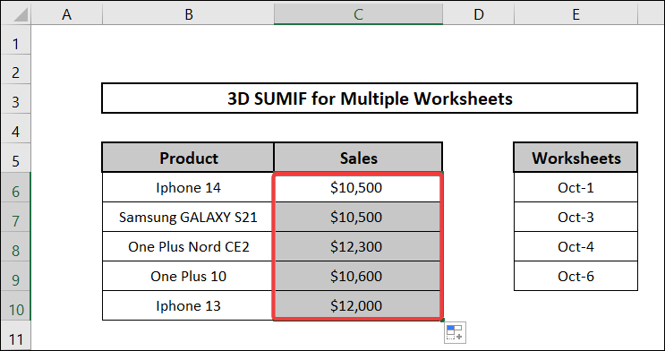 Applying SUMIF function for multiple worksheet