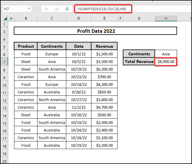 SUMIFS Function for Multiple criteria in same Column