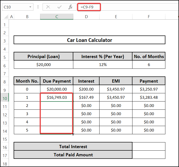 Determining due payment to create a car loan calculator