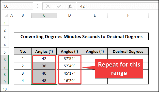 Applying delimiters to convert degrees minutes seconds to decimal degrees in Excel