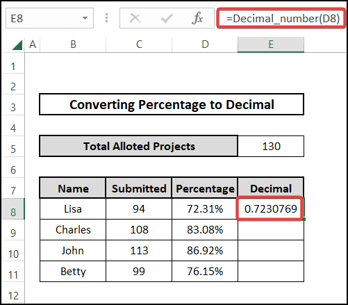 Employing VBA macro code to convert percentage to decimal