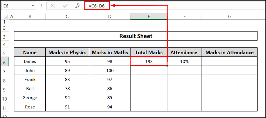 Example of relative cell reference to make the difference between absolute and relative cell reference in Excel using formula