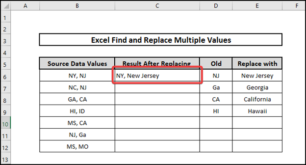  excel find and replace multiple values using substitute result