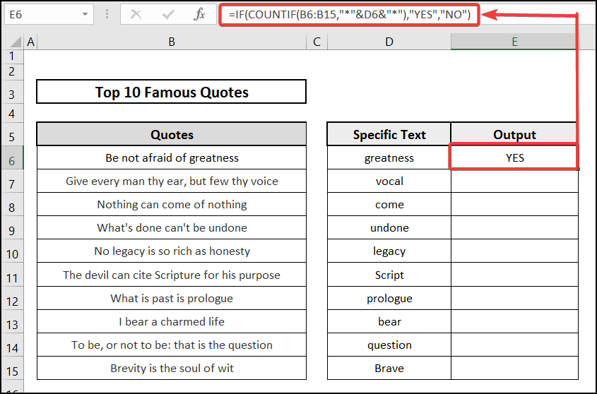 using IF and COUNTIF functions