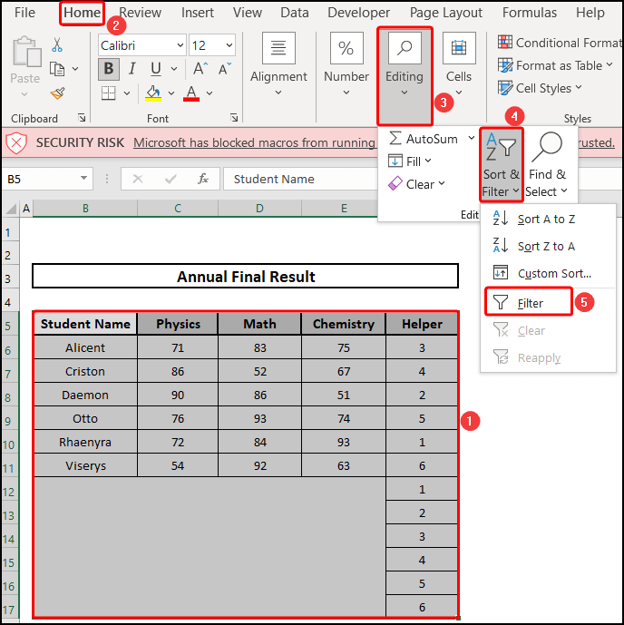 Sort and Filter to insert rows.