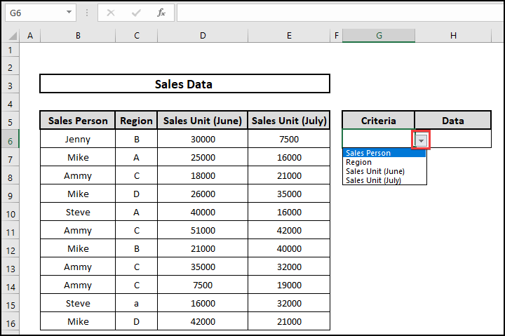 Population data with dropdown box.