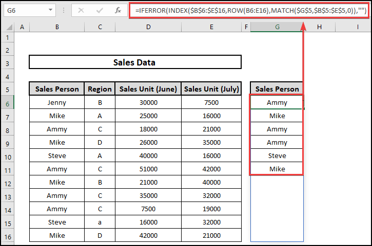 IFERROR, INDEX, MATCH functions to Populate List from Another Sheet Based on column in Excel