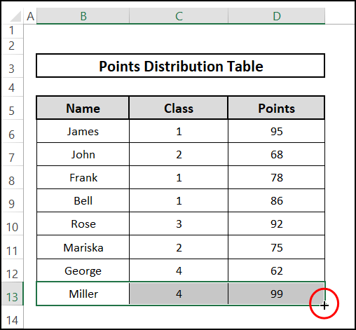 Applying the Fill Handle icon to repeat rows a specified number of times in Excel