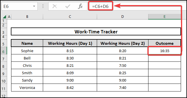 Using individual cells to solve the problem of Excel SUM time not working