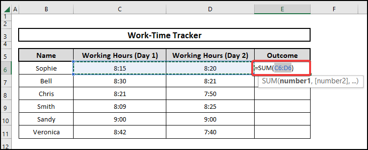 Using the AutoSum feature to solve the problem of Excel SUM time not working