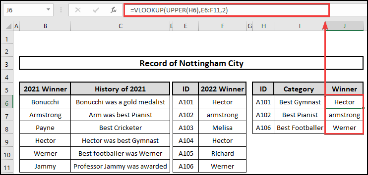 VLOOKUP function to search similar texts.