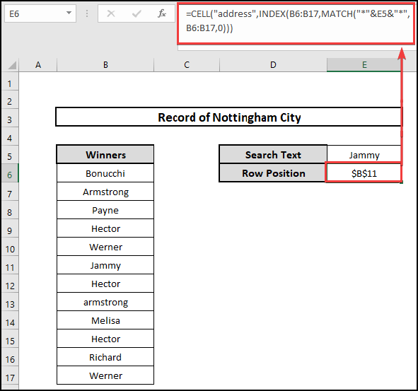 search Cell reference with text.