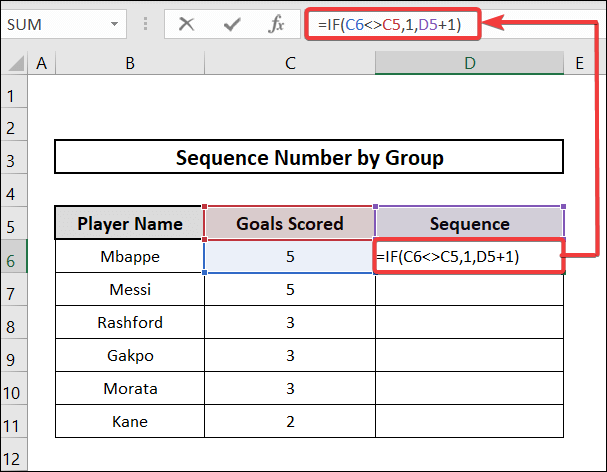 Using IF function to add excel sequence number by group