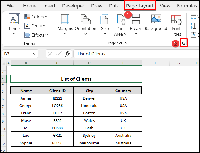Using the page setup feature to Excel sheet name code in the footer
