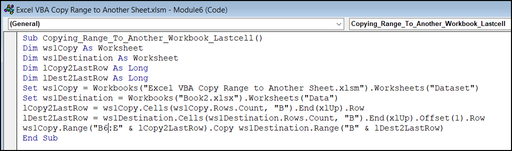 VBA code for Copying Range to the Last Row of Another Workbook