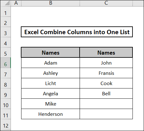 combine columns into one list dataset 