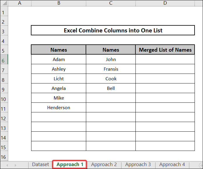 Using INFERROR, INDEX and ROWS function to Combine Columns into One List