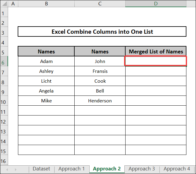 Utilizing IF, ROW, COUNTA and INDEX Functions to Combine Columns into One list in Excel