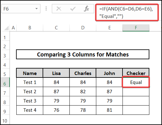 Merging IF and AND functions for matches by comparing 3 columns