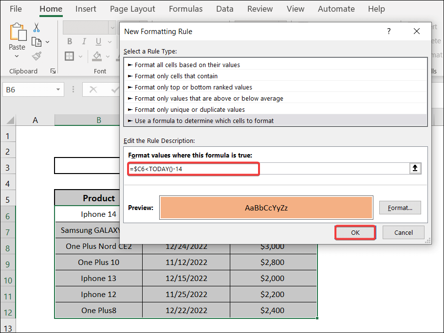 Utilizing TODAY Function to Do Conditional Formatting Highlight Row Based on Date