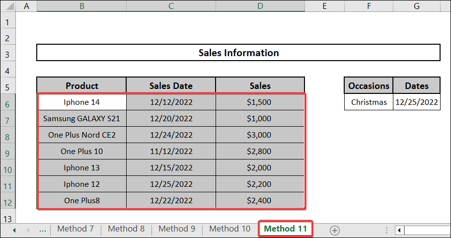 Using Conditional Formatting Highlight Special Dates
