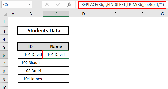 Applying REPLACE function to Left Trim function in Excel