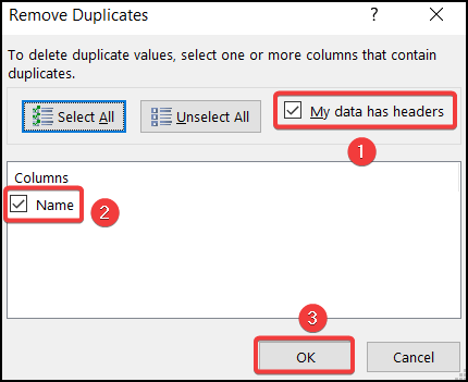 remove duplicates table