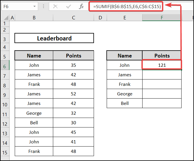 using the SUMIF function how to combine duplicate rows and sum the values in Excel