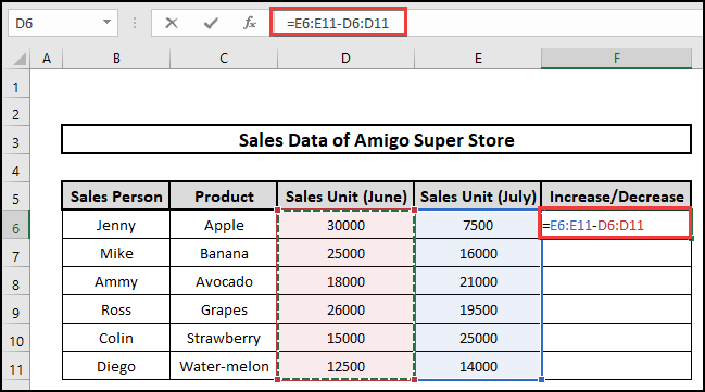 Selecting rows to create formulas for multiple cells.
