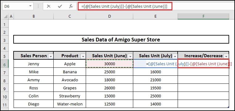 Creating formulas for multiple cells with a table.