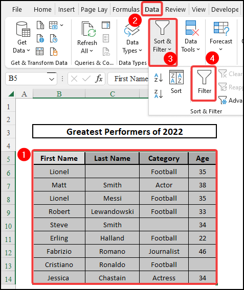 Use of Filter option to delete a row if any cell is blank in Excel