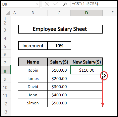 How to Add 10 Percent to a Number in Excel Using Fixed Cell Reference