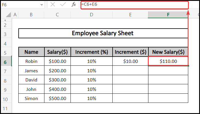 How to Add 10 Percent to a Number Using incremental Addition in Excel