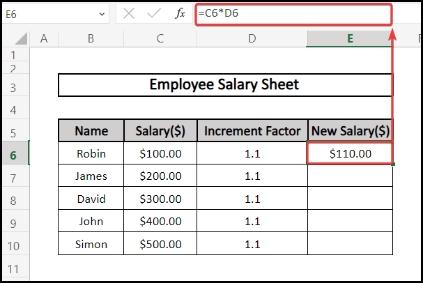 How to Add 10 Percent to a Number Using Decimal Equivalent in Excel 