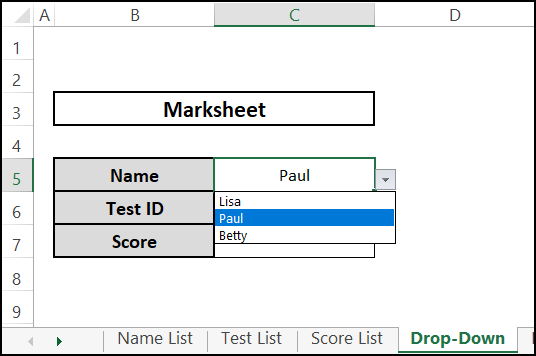 Drop-down list - INDEX MATCH across multiple sheets