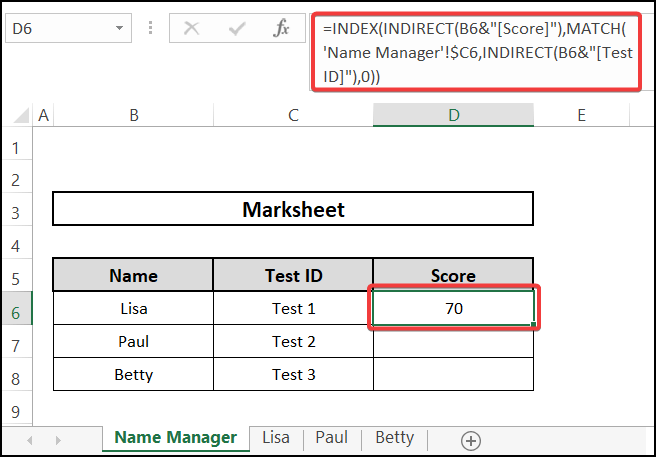 Name Manager - INDEX MATCH across multiple sheets