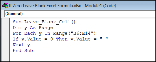 VBA code to Leave Excel Cell Blank If Formula Returns No Data